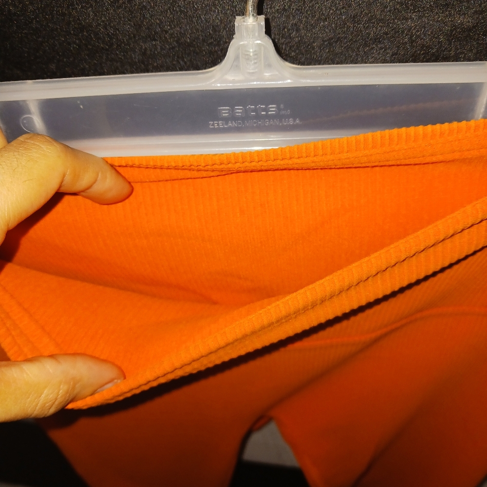Women Orange fit ribbed leggings - Picture 9 of 11